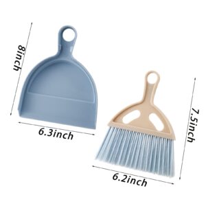 SOUJOY 6 Pack Small Dustpan and Brush Set, Whisk Broom and Dust Pan with Handle, Nesting Tiny Cleaning Broom, Mini Hand Broom and Dustpan Set for Table, Desk, Keyboard, Cars and Pet Nest