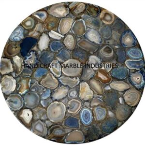 Round Agate Dinning Table 30", Round Coffee Table, Agate Table Top, Agate Coffee Table, Agate Side Table, Grey Agate Geode Table, Turkish Agate