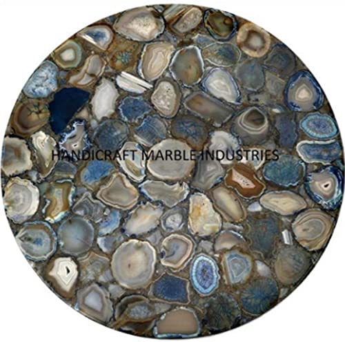 Round Agate Dinning Table 30", Round Coffee Table, Agate Table Top, Agate Coffee Table, Agate Side Table, Grey Agate Geode Table, Turkish Agate