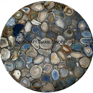 Round Agate Dinning Table 18", Round Coffee Table, Agate Table Top, Agate Coffee Table, Agate Side Table, Grey Agate Geode Table, Turkish Agate