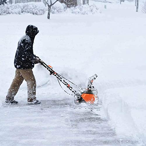 Snow Thrower, 18 Inch Electric Snow Blower, Steel Auger, 180° Rotatable Chute, Overload Protection, 13 Amp, Black & Orange a04