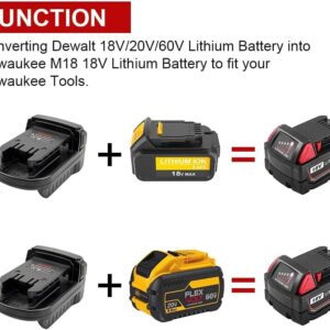 Zltoolpart Adapter for DeWalt to Milwaukee Battery, for 20V 60V DeWalt Lithium Battery to 18V Milwaukee M18 Lithium Battery (Adapter only)