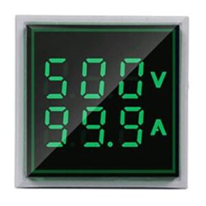 szliyands ac current and voltage indicator with two-digit display, 22mm square head led multi-function measuring instrument monitor (green)