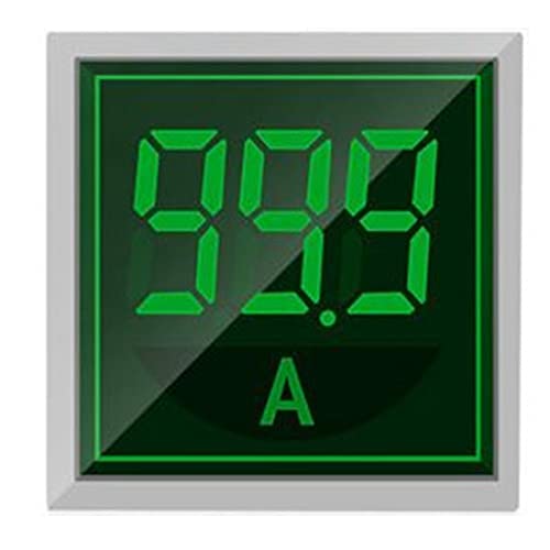 Szliyands Digital Display AC Current Indicator, 22mm Square Head LED Current Tester 0~100A Ammeter Monitor (Green)