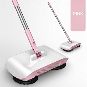 360 degree spin hand push sweeper household floor cleaning broom mop (color : pink)