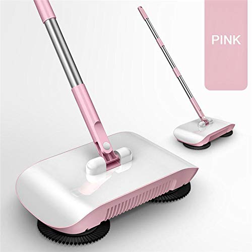 360 Degree Spin Hand Push Sweeper Household Floor Cleaning Broom Mop (Color : Pink)