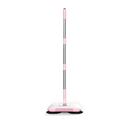 360 Degree Spin Hand Push Sweeper Household Floor Cleaning Broom Mop (Color : Pink)