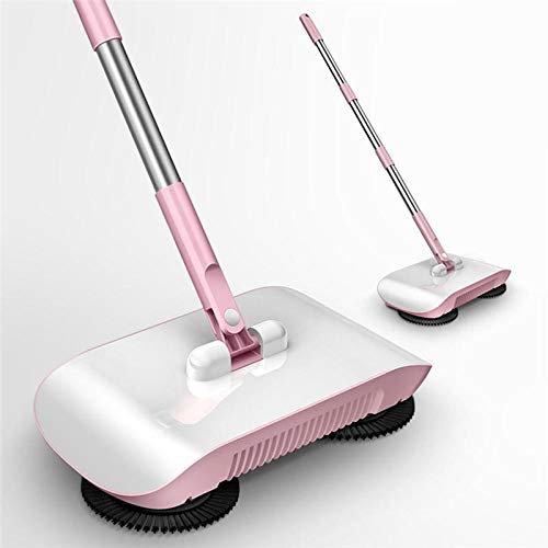 360 Degree Spin Hand Push Sweeper Household Floor Cleaning Broom Mop (Color : Pink)