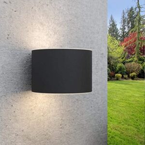 outdoor solar lights up down dusk to dawn solar lighting cylinder décor fence solar lights waterproof sconce mood light ambient wall lights led yard lights for patio porch deck, black, sl10-48cw