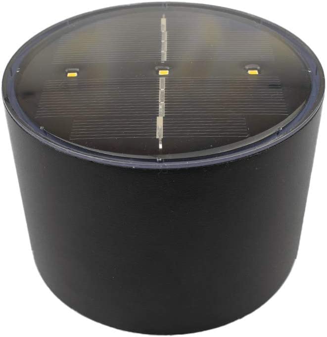 Outdoor Solar Lights Up Down Dusk to Dawn Solar Lighting Cylinder Décor Fence Solar Lights Waterproof Sconce Mood Light Ambient Wall Lights LED Yard Lights for Patio Porch Deck, Black, SL10-48CW