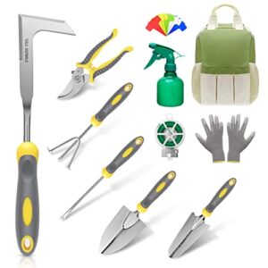 premium garden tools set，20pcs stainless steel gardening tools set with storage bag，heavy duty outdoor gardening hand tools kit with tote，ideal gardening gifts for men&women