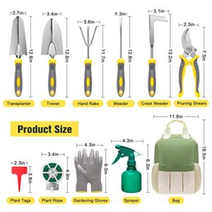 Premium Garden Tools Set，20Pcs Stainless Steel Gardening Tools Set with Storage Bag，Heavy Duty Outdoor Gardening Hand Tools Kit with Tote，Ideal Gardening Gifts for Men&Women