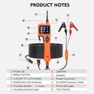 Power Circuit Probe Tester 9-30V Car Circuit Tester, Component Activation Electrical Tester, Relay Tester, Multimeter Circuit Breaker Finder, Injector Tester, with 20FT Test Cable LED and Test Light