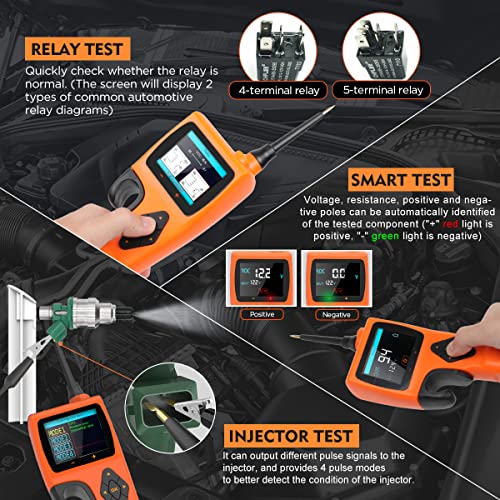 Power Circuit Probe Tester 9-30V Car Circuit Tester, Component Activation Electrical Tester, Relay Tester, Multimeter Circuit Breaker Finder, Injector Tester, with 20FT Test Cable LED and Test Light