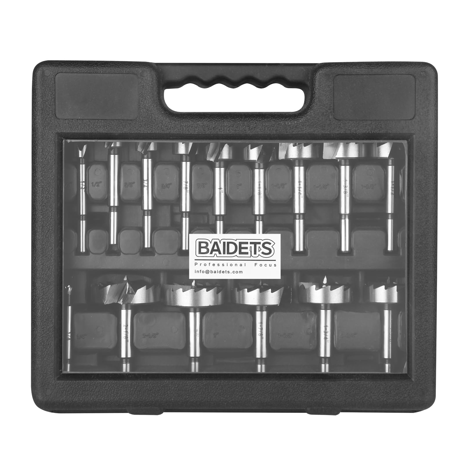 BAIDETS Forstner Bit Set 16Pcs - Forstner Bit Wood Drilling, Forstner Drill Bit with Center Positioning