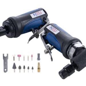 Air die grinder, NEU PNEUPACTURE die grinder set, straight/angle mini die grinder set, with 1/4 and 1/8 inch collets, apply to working in tight spaces