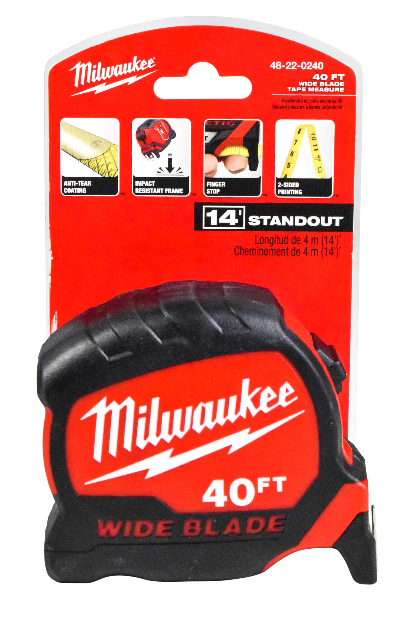 Milwaukee 48-22-0240 40 ft. x 1.3 in. Wide Blade Tape Measure (Single Pack)