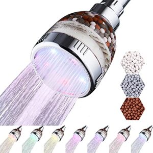 zen beads led shower head filtered showerhead lights color changing with beads mineral filter shower for dry skin & hair