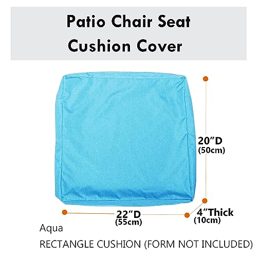 youngseahome Patio Seat Cushion Covers,Washable Slip Covers Replacement,Waterproof Outdoor Furniture Chair Cushion Pillow Seat Cover for Couch,Garden,Sofa,Aqua,22"×20"×4"(4 Covers Only)