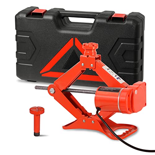 TYAYT Electric Car Jack Kit 3 Ton 12 Volt Automotive Jack, Electric Scissor Jack for Car Sedan and SUV, Portable Car Jack for Tire Change and Road Emergencies, Lifting Range 5.5 to 16.54 Inch (Red)