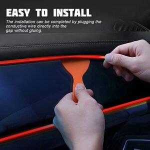 HIPOPY EL Wire Interior Car LED Strip Lights, USB Auto Neon Light Strip with Sewing Edge, 16FT Electroluminescent Car Ambient Lighting Kits with Fuse Protection, Car Decoration Accessories (Red/16FT)