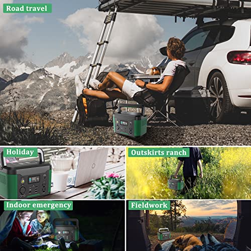 𝟓𝟎𝟎𝐖 𝐏𝐨𝐫𝐭𝐚𝐛𝐥𝐞 𝐏𝐨𝐰𝐞𝐫 𝐒𝐭𝐚𝐭𝐢𝐨𝐧, 515Wh Outdoor Solar Generator Backup Lithium Battery Power Bank with 120V/500W AC Outlet with Flashlight for Outdoors Camping Travel