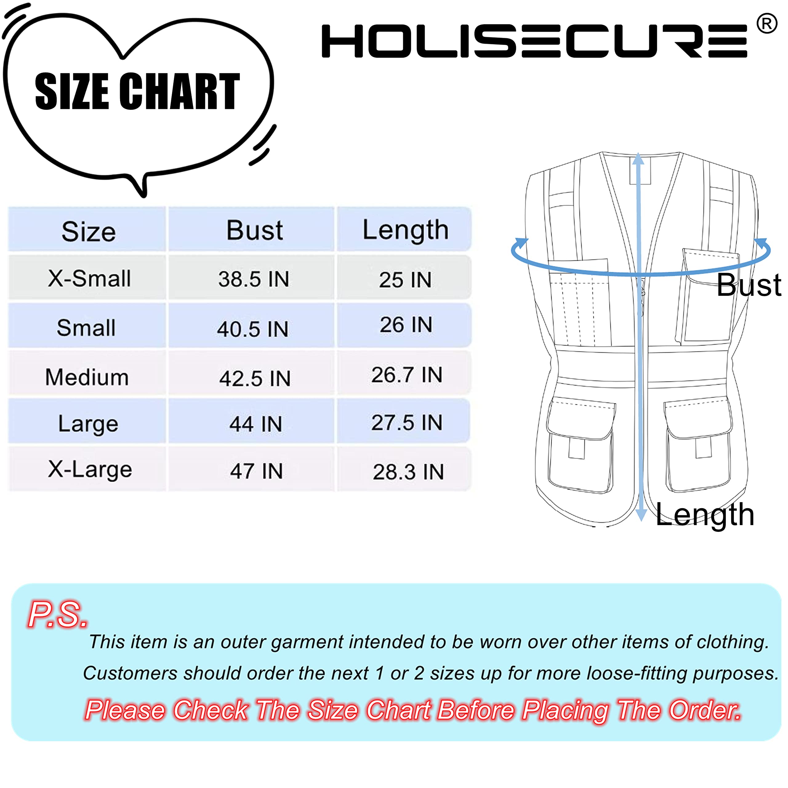 HoliSecure Safety Vest for women, Hi vis Reflective Lady Work vest With 9 Multi Pocket And Zipper(Pink Medium)