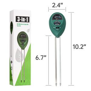 2 Packs Soil Moisture Meter, 3 in 1 Soil Tester Tool, Plant Water Monitor, Soil Hygrometer Sensor for Gardening, Farming, Indoor and Outdoor Plants, No Batteries Required (Black & Green)