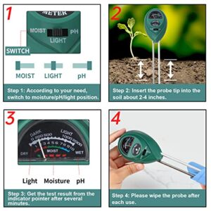 2 Packs Soil Moisture Meter, 3 in 1 Soil Tester Tool, Plant Water Monitor, Soil Hygrometer Sensor for Gardening, Farming, Indoor and Outdoor Plants, No Batteries Required (Black & Green)