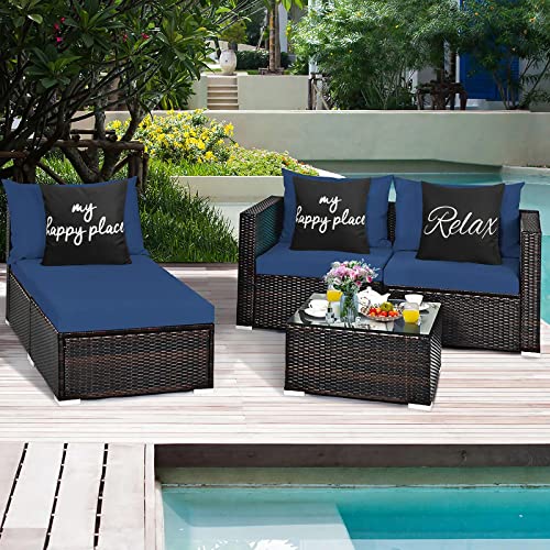 Black and White Outdoor Pillows 18x18 Inch Decorative Waterproof Throw Pillow Covers with My Happy Place for Patio Furniture Couch Tent Park Set of 2,Black