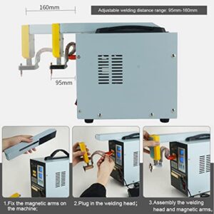 RCBDBSM 738AL Battery Spot Welder Battery Welding Machine for 18650 14500 Lithium Battery Pack Building, 3.6 KW Pulse Magnetic Detachable Telescopic Arm Battery Spot Welder