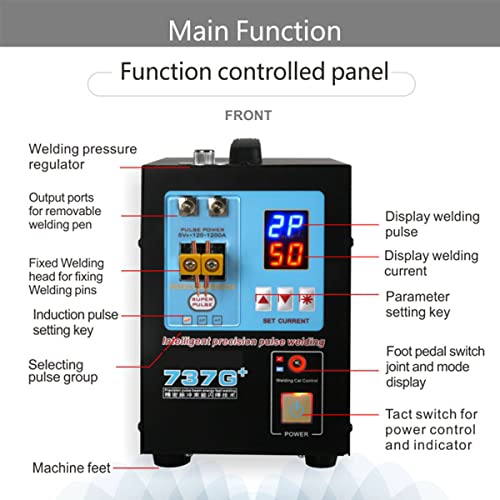 RCBDBSM 737G+ 4.3KW Battery Spot Welder, Battery Spot Welding Machine for 18650 14500 Lithium Battery Pack Building, Portable Pulse Welding Machine with Welder Pen and Foot Pedal