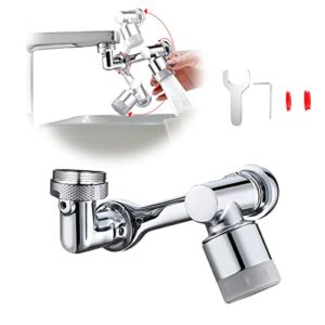 1080 ° rotating sink faucet aerator,faucet extender,2 kinds of water outlet mode robot arm faucet adapter for gargling, washing eyes,washing hair,washing face,washing sink (dual mode)