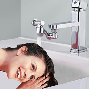 1080 ° rotating sink faucet aerator,faucet extender,2 kinds of water outlet mode robot arm faucet adapter for gargling, washing eyes,washing hair,washing face,washing sink (Dual Mode)