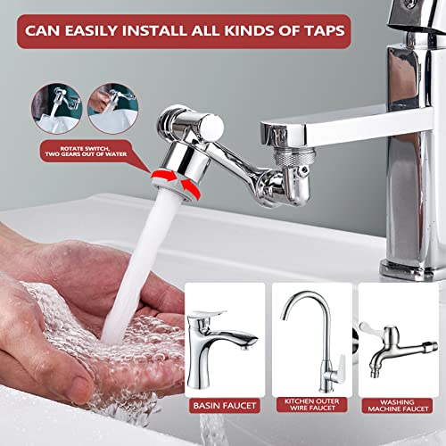 1080 ° rotating sink faucet aerator,faucet extender,2 kinds of water outlet mode robot arm faucet adapter for gargling, washing eyes,washing hair,washing face,washing sink (Dual Mode)