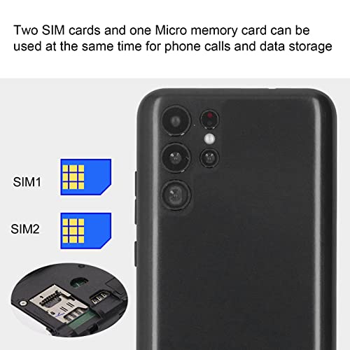 S22+ Ultra 6.26in Unlocked Smartphone, Face ID HD Full Screen Unlocked Cell Phone, 4GB ROM 64GB RAM, for Android 10, 5MP 8MP Cameras, 2800mAh, Dual SIM Mobile Phone Support WiFi BT FM GPS(Black)