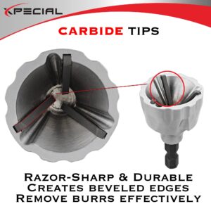 Deburring External Chamfer Tool, with Tungsten Carbide Blade, Deburring Chamfering Drill Bit, Remove Burr Tools Quick Release Hex Shank. Improved Durability and Sharpness. Fits 1/8" to 3/4".