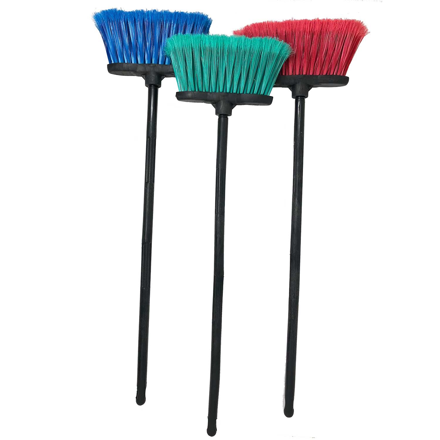 Kids Mini Squared Short Sweeper Push Broom for Indoor Outdoor with Industrial Grade Fibers - Assorted Colors (Green Blue Red 1 Broom Sent Randomly)