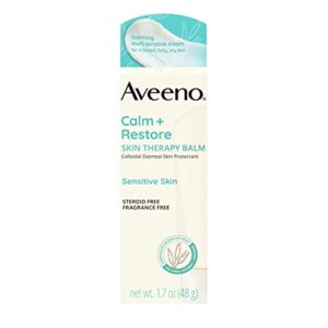 aveeno calm + restore skin therapy balm, soothing & moisturizing skin protectant for sensitive skin, colloidal oatmeal & ceramide to help fight dry skin, fragrance- & steroid-free, 1.7 oz