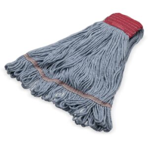 sparta 369553b00 cotton mop head, loop-ended, 5 inch color-coded red headhand for organized cleaning, large - 43 inches long, blue with red band