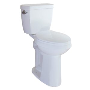 winzo wz5888 elongated two piece toilet with extra tall bowl 21.25” comfortable 1.28 gpf side flush white