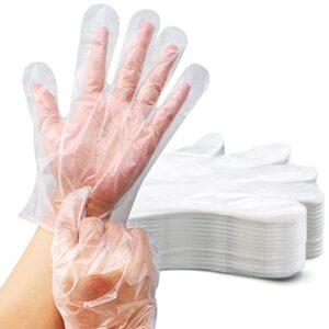 popmisoler 1500 pcs disposable gloves, clear, unisex, plastic, 10.4in x 10.2in