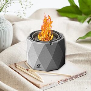 tabletop fire pit bowl indoor outdoor for smores,table top fire pit bowl,table top firepit for outside patio, mini indoor fire pit ethanol,portable tabletop fireplace, smokeless(geometric rhombus)