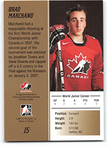 2007 In The Game Going For Gold World Juniors Team #15 Brad Marchand NM-MT Canada Hockey