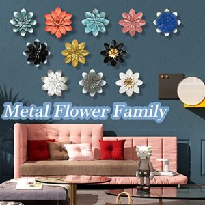 Metal Flower Wall Art Decor, 9.5“ Rustic Modern Floral Sculpture, Distressed Iron Wall Hanging Home Decoration Accent Artworks for Indoor Kitchen Bedroom Living Room Office Outdoor Garden Patio