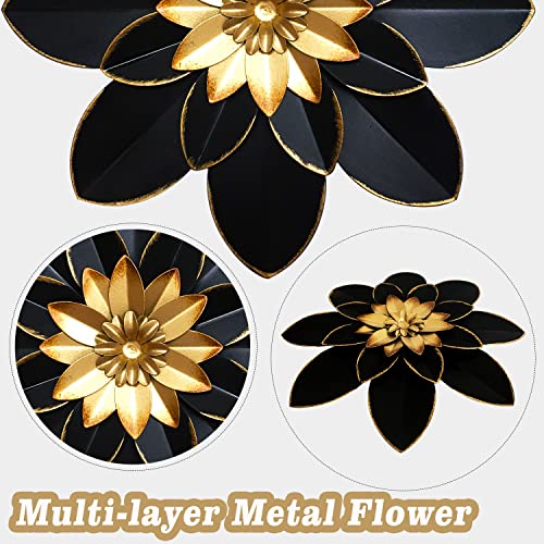 Metal Flower Wall Art Decor, 9.5“ Rustic Modern Floral Sculpture, Distressed Iron Wall Hanging Home Decoration Accent Artworks for Indoor Kitchen Bedroom Living Room Office Outdoor Garden Patio