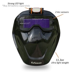 Tefuawe Auto Darkening Welding Goggles, True Color Technology, Digital LCD lens, Welding Hood with Neck Shoulder Drape, Detachable Welder Helmet for Tig Mig Stick Plasma Cut