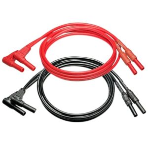 CESS-222 Meter Test Lead Extension Right Angle Male to Female Connector 4mm Banana Plug to Jack Heavy Duty Silicone Wires Multimeter Leads Probes Adapter 12AWG, 2 Pairs, Black & Red, 3 Feet