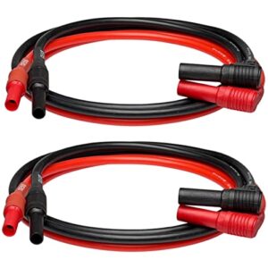 CESS-222 Meter Test Lead Extension Right Angle Male to Female Connector 4mm Banana Plug to Jack Heavy Duty Silicone Wires Multimeter Leads Probes Adapter 12AWG, 2 Pairs, Black & Red, 3 Feet