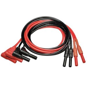 CESS-222 Meter Test Lead Extension Right Angle Male to Female Connector 4mm Banana Plug to Jack Heavy Duty Silicone Wires Multimeter Leads Probes Adapter 12AWG, 2 Pairs, Black & Red, 3 Feet